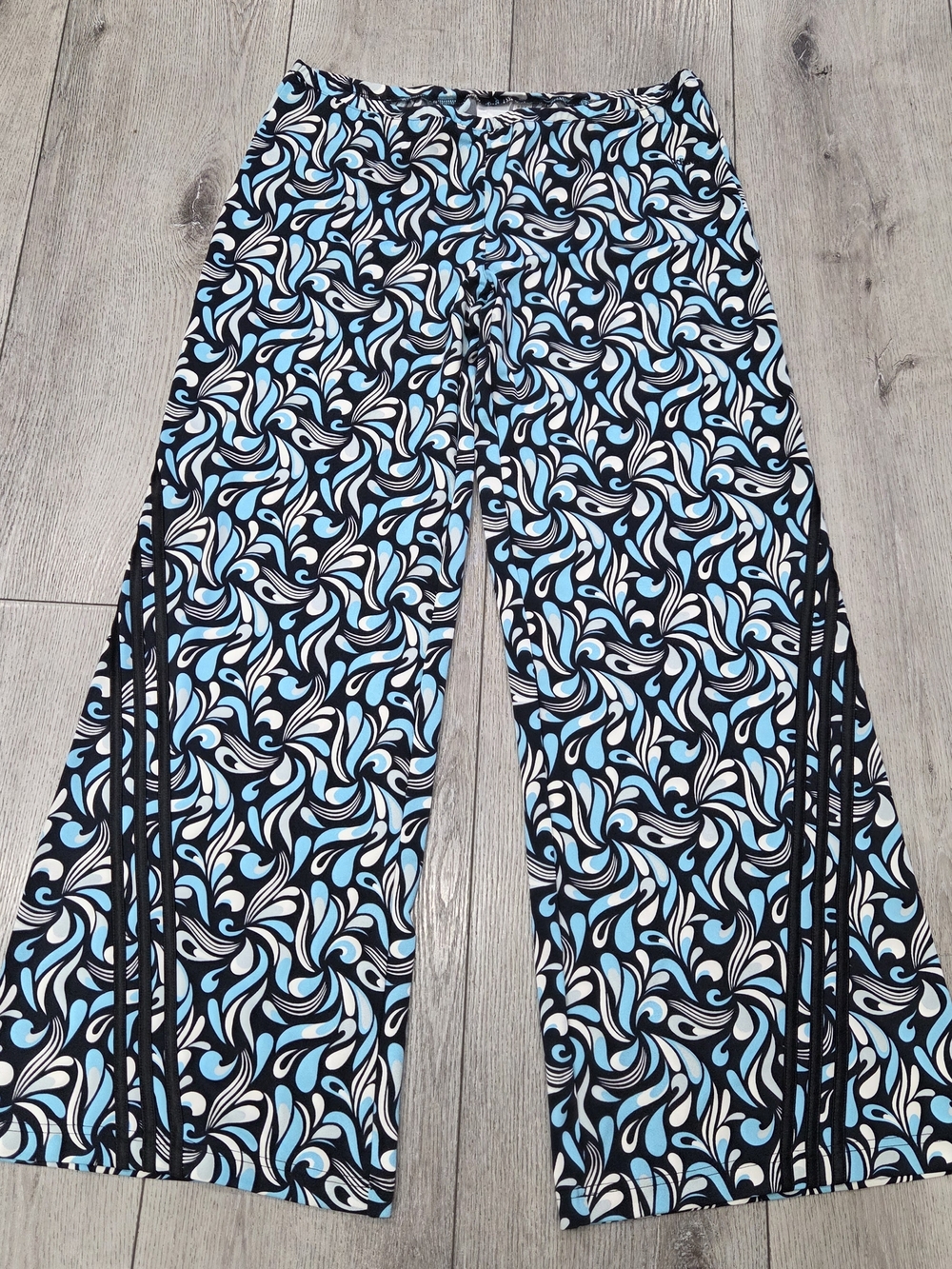adidas Blue, Black & White Swirl Wide-Leg Pants